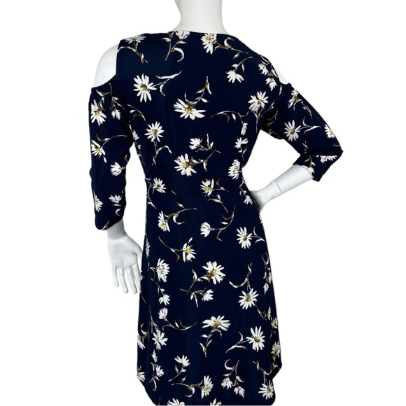 Zink London Women dark Navy Blue Printed flower pattern Fit & Flare Dress XL - Picture 15 of 17